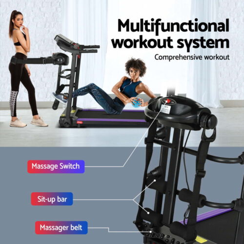 Everfit Treadmill Electric Home Gym Fitness Exercise Machine w/ Massager 400mm - Image 6