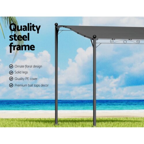Instahut Gazebo Marquee 3m Outdoor Event Wedding Tent Camping Party Shade Iron Art Canopy Grey - Image 5