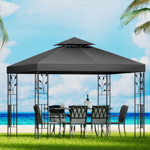 Instahut Gazebo 3x3m Marquee Outdoor Wedding Party Event Tent Home Iron Art Shade Grey - Image 7