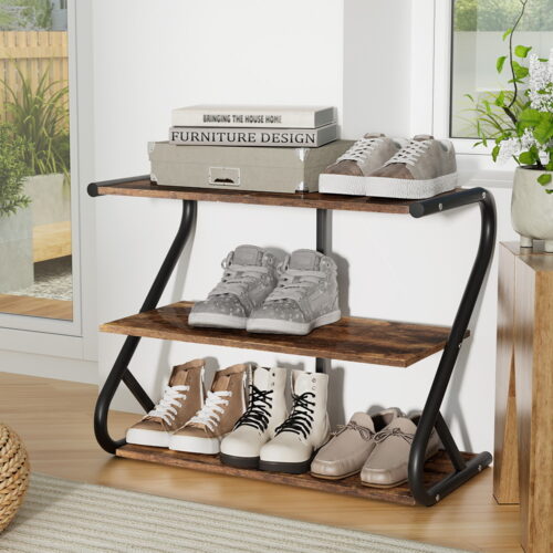 Artiss Shoe Rack Cabinet Shoe Storage Stand 3 Tiers Black - Image 5