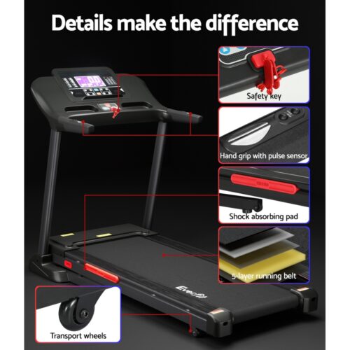 Everfit Treadmill Electric Auto Incline Home Gym Fitness Exercise Machine 520mm - Image 6