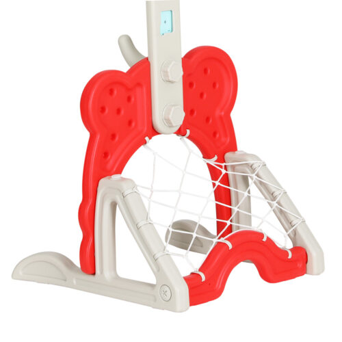 Keezi Kids Basketball Hoop Stand Adjustable 5-in-1 Sports Center Toys Set Red - Image 4