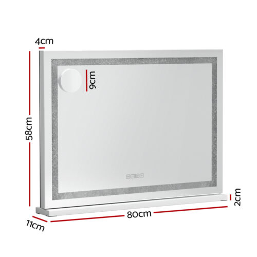 Embellir Bluetooth Makeup Mirror 80x58cm Hollywood Vanity with LED Light Crystal - Image 2
