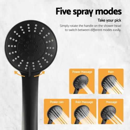 Handheld Shower Head 4.5" High Pressure 5 Modes Poweful Round Black - Image 5