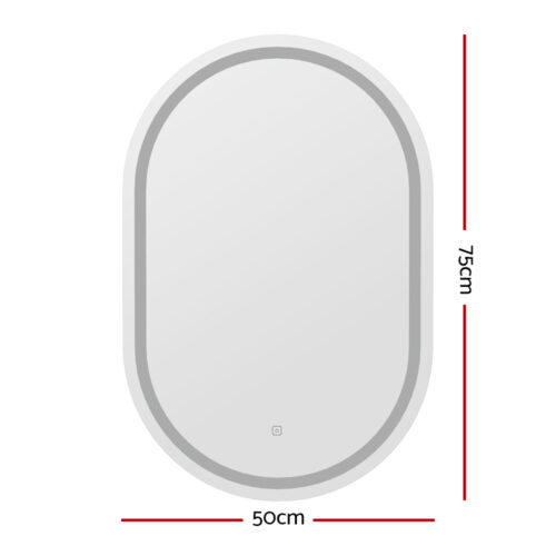 Embellir LED Wall Mirror With Light 50X75CM Bathroom Decor Oval Mirrors Vanity - Image 3