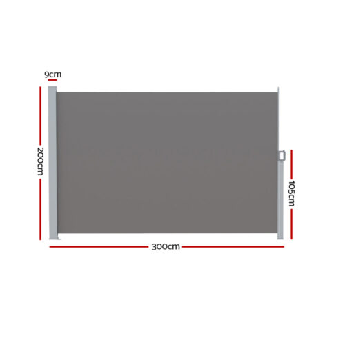Instahut Side Awning Sun Shade Outdoor Retractable Privacy Screen 2X3M Grey - Image 2