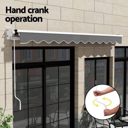 Instahut Retractable Folding Arm Awning Manual Sunshade 4.5Mx3M Grey - Image 6