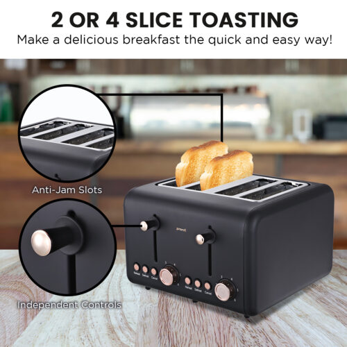 Pronti Toaster, Kettle & Coffee Machine Breakfast Set  Black - Image 6