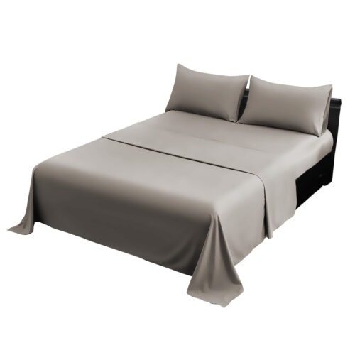 4pc 1000 Thread Count Cotton Rich King Bed Sheet Set CVC Microfibre Blend Silver - Image 2