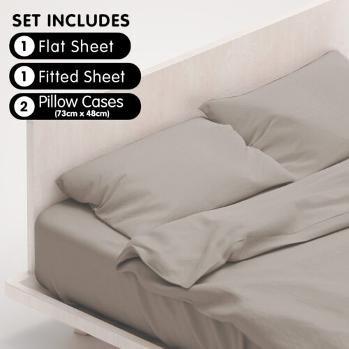 4pc 1000 Thread Count Cotton Rich King Bed Sheet Set CVC Microfibre Blend Silver - Image 4