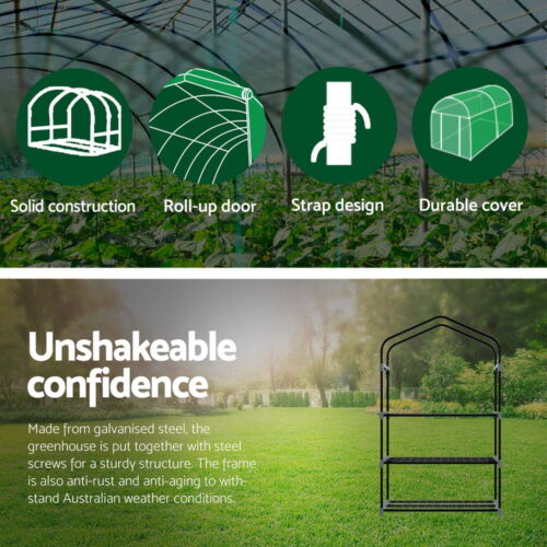 Green Fingers Greenhouse 3 Tiers Mini Green House Garden Bed Planter Box 1.28x0.7x0.5M - Image 5