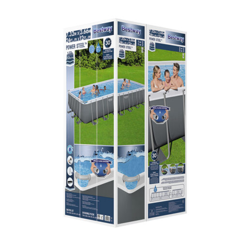 Bestway Swimming Pool 732x366x132cm Steel Frame Above Ground Pools Ladder 30045L - Image 4