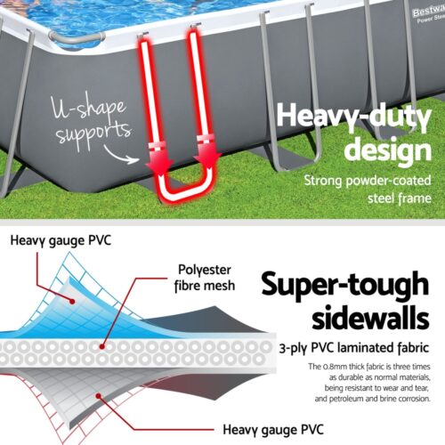 Bestway Swimming Pool 732x366x132cm Steel Frame Above Ground Pools Ladder 30045L - Image 5