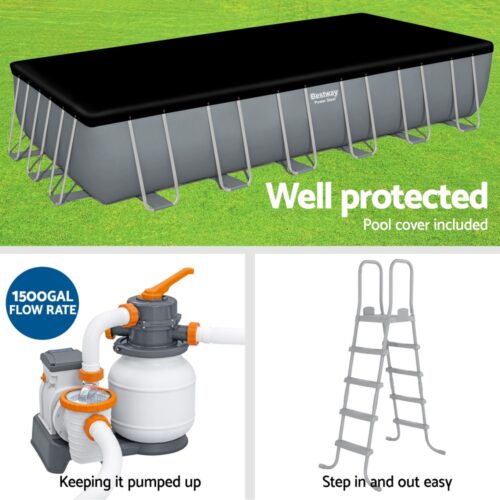Bestway Swimming Pool 732x366x132cm Steel Frame Above Ground Pools Ladder 30045L - Image 6
