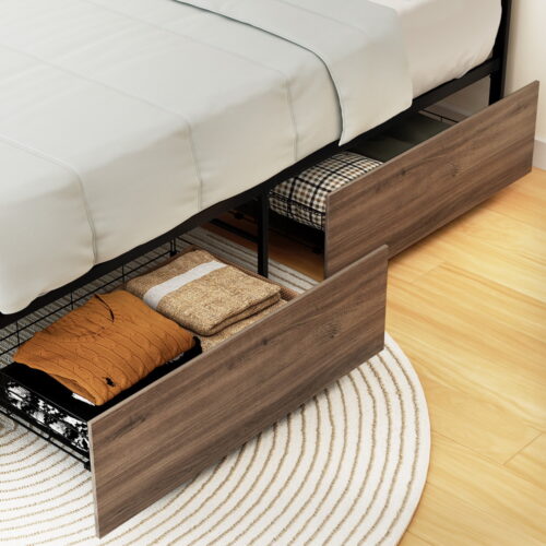 Artiss 2x Bed Frame Storage Drawers Trundle Black - Image 7
