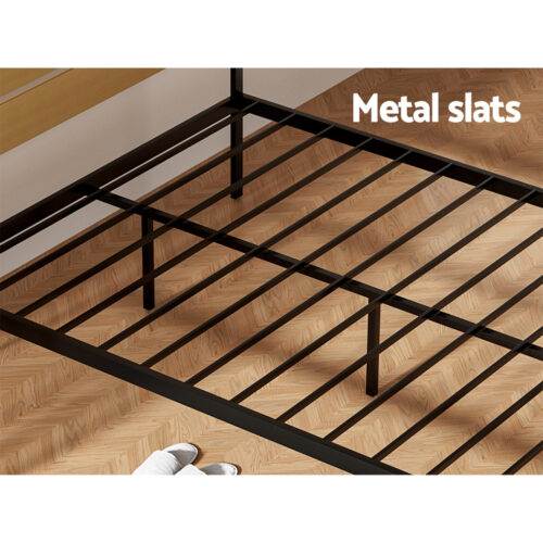 Artiss Bed Frame Double Size Metal Base Mattress Platform Foundation Black PAULA - Image 5