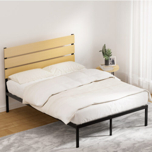 Artiss Bed Frame Double Size Metal Base Mattress Platform Foundation Black PAULA - Image 7