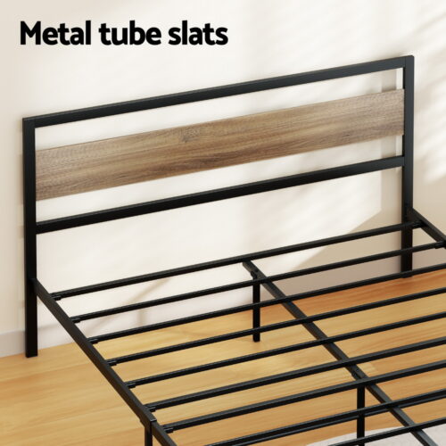 Artiss Bed Frame Double Size Metal Base Mattress Platform Foundation Black DREW - Image 5