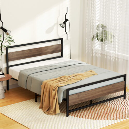 Artiss Bed Frame Queen Size Metal Base Mattress Platform Foundation Black DREW - Image 7