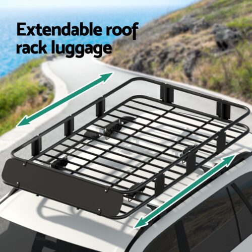 Giantz Universal Car Roof Rack Basket Luggage Vehicle Cargo Carrier 160cm Black - Image 6