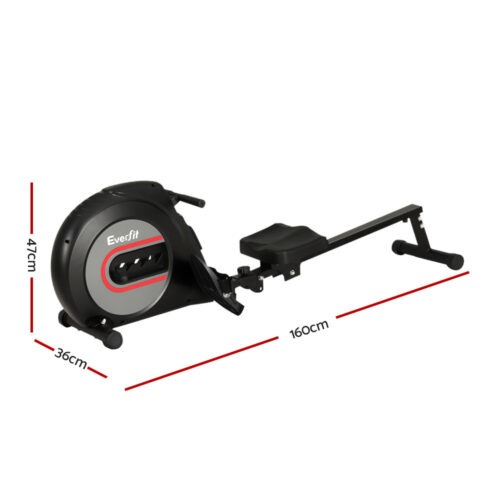 Everfit Rowing Machine Rower Elastic Rope Resistance Fitness Home Cardio Black - Image 2