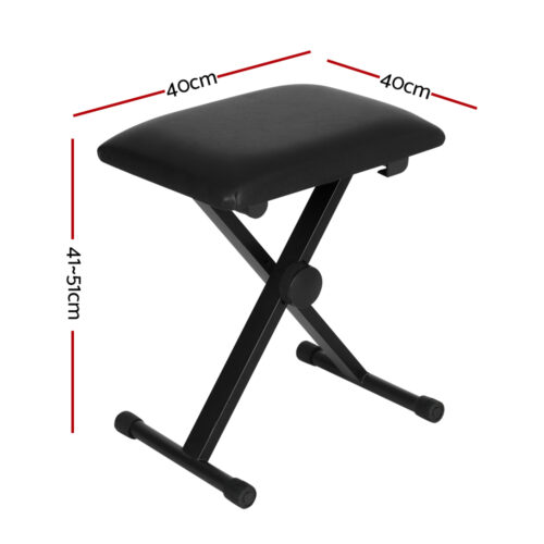 Alpha Piano Stool Adjustable Height Keyboard Seat Portable Bench Chair Black - Image 3