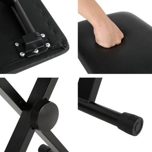 Alpha Piano Stool Adjustable Height Keyboard Seat Portable Bench Chair Black - Image 5