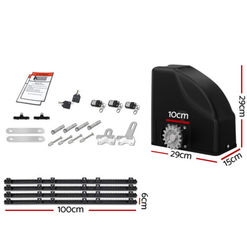 Lockmaster Automatic Sliding Gate Opener Kit Electric 4M 600KG 3 Control Remotes - Image 2