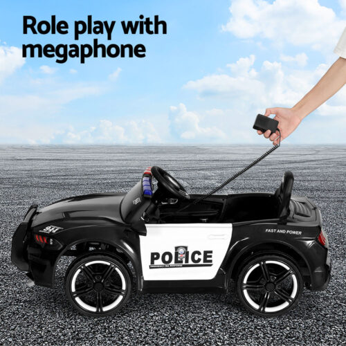 Rigo Kids Ride On Car Electric Patrol Police Cars Battery Powered Toys 12V Black - Image 5
