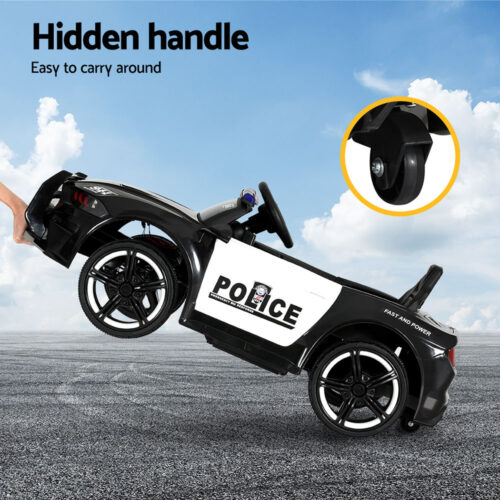 Rigo Kids Ride On Car Electric Patrol Police Cars Battery Powered Toys 12V Black - Image 6