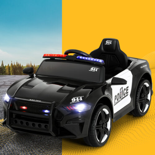 Rigo Kids Ride On Car Electric Patrol Police Cars Battery Powered Toys 12V Black - Image 7