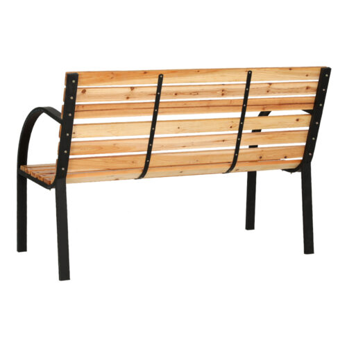 Gardeon Outdoor Garden Bench Seat 120cm Wooden Steel 2 Seater Patio Furniture Natural - Image 2