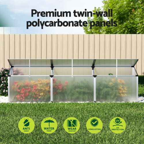 Green Fingers Greenhouse 180x50x50CM Cold Frame Plant Grow Aluminium Polycarbonate Green House - Image 4