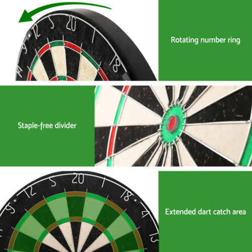 18" Dartboard Dart Board with Steel Darts Wooden Cabinet Party Game - Image 6