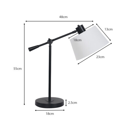 Sarantino Adjustable Metal Table Lamp  Black - Image 3
