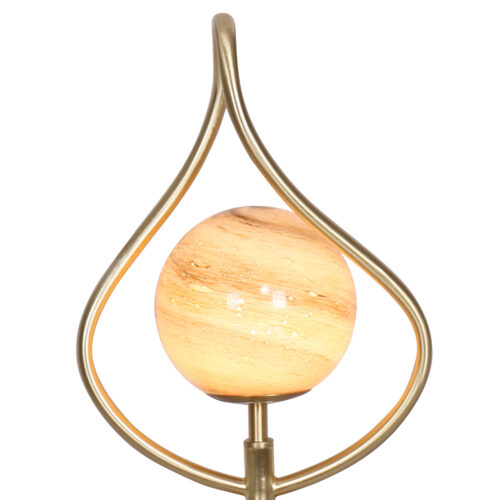 Sarantino Sculptural Orange Glass Table Lamp with White Marble Base - Image 2