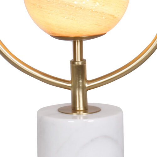 Sarantino Sculptural Orange Glass Table Lamp with White Marble Base - Image 7