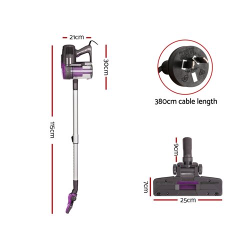 Devanti Stick Vacuum Cleaner Bagless Corded 500W Purple - Image 2