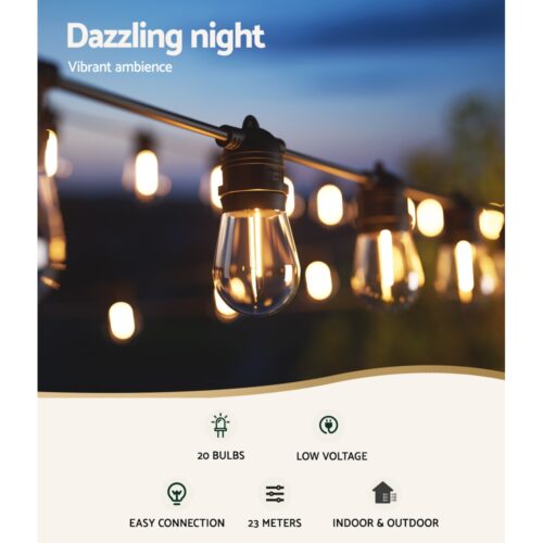 23m Festoon Lights Christmas Fairy String Lights Outdoor Party Garden Decor - Image 4