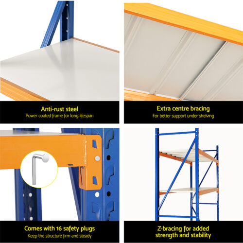 Giantz 2Mx2M Garage Shelving Warehouse Rack Pallet Racking Storage Shelf Blue - Image 7