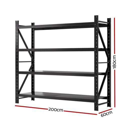 Giantz 2Mx1.8M Garage Shelving Warehouse Rack Pallet Racking Storage Shelf Black - Image 2