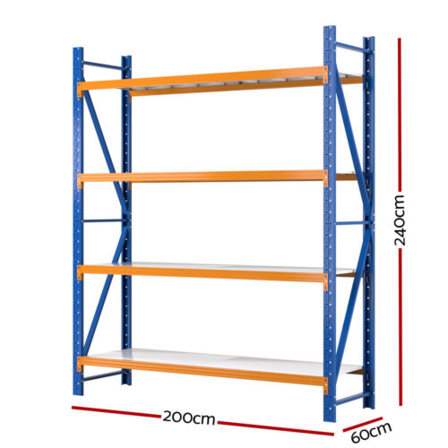 Giantz 2.4Mx2M Garage Shelving Warehouse Rack Pallet Racking Storage Shelf Blue - Image 2