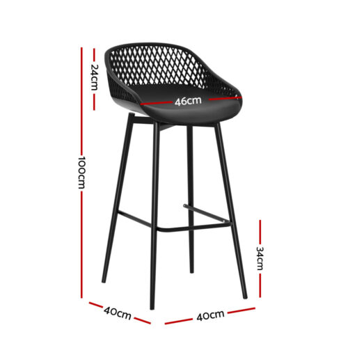Gardeon 4x Outdoor Bar Stools Plastic Black - Image 2