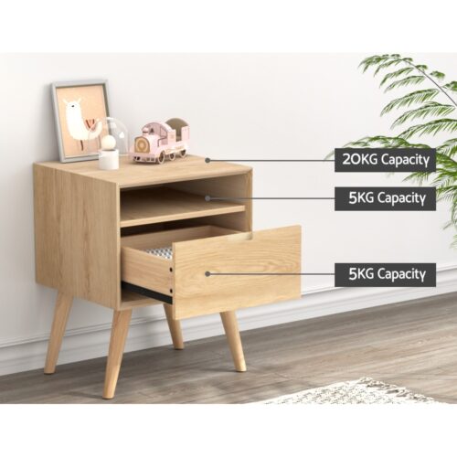 Artiss Bedside Table Drawers Side Table Shelf Storage Cabinet Nightstand GORR - Image 5