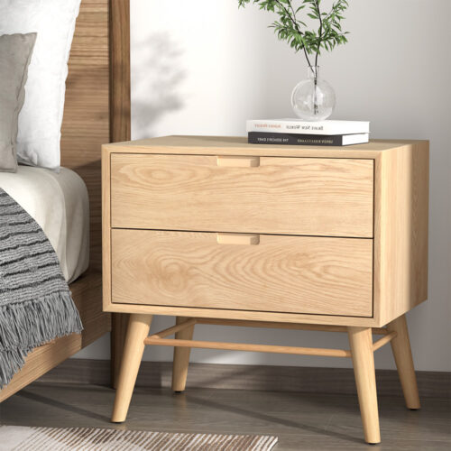 Artiss Bedside Table Drawers Side End Table Storage Cabinet Nightstand Oak GINO - Image 7