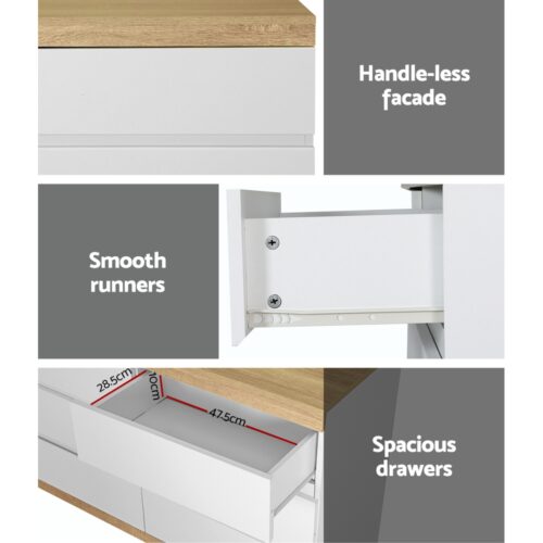 Artiss 6 Chest of Drawers Cabinet Dresser Table Tallboy Storage Bedroom White - Image 6