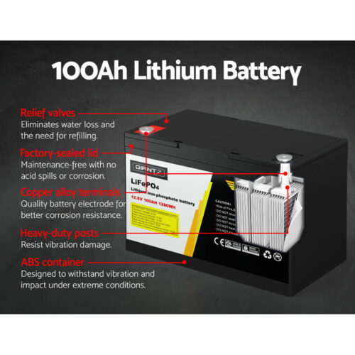 Giantz 12V 100Ah Lithium Battery LiFePO4 Deep Cycle Box Solar Caravan Camping - Image 4