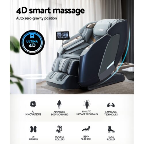 Livemor 4D Massage Chair Electric Recliner Double Core Mechanism Massager Melisa - Image 4