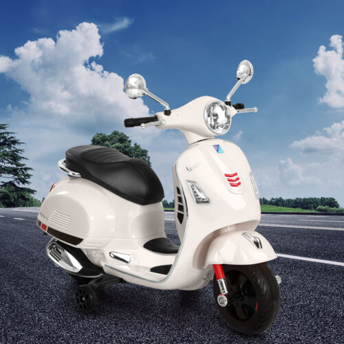 Kids Electric Ride On Car Motorcycle Motorbike Vespa Licensed GTS White - Image 6
