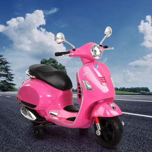 Kids Electric Ride On Car Motorcycle Motorbike Vespa Licensed GTS Pink - Image 6